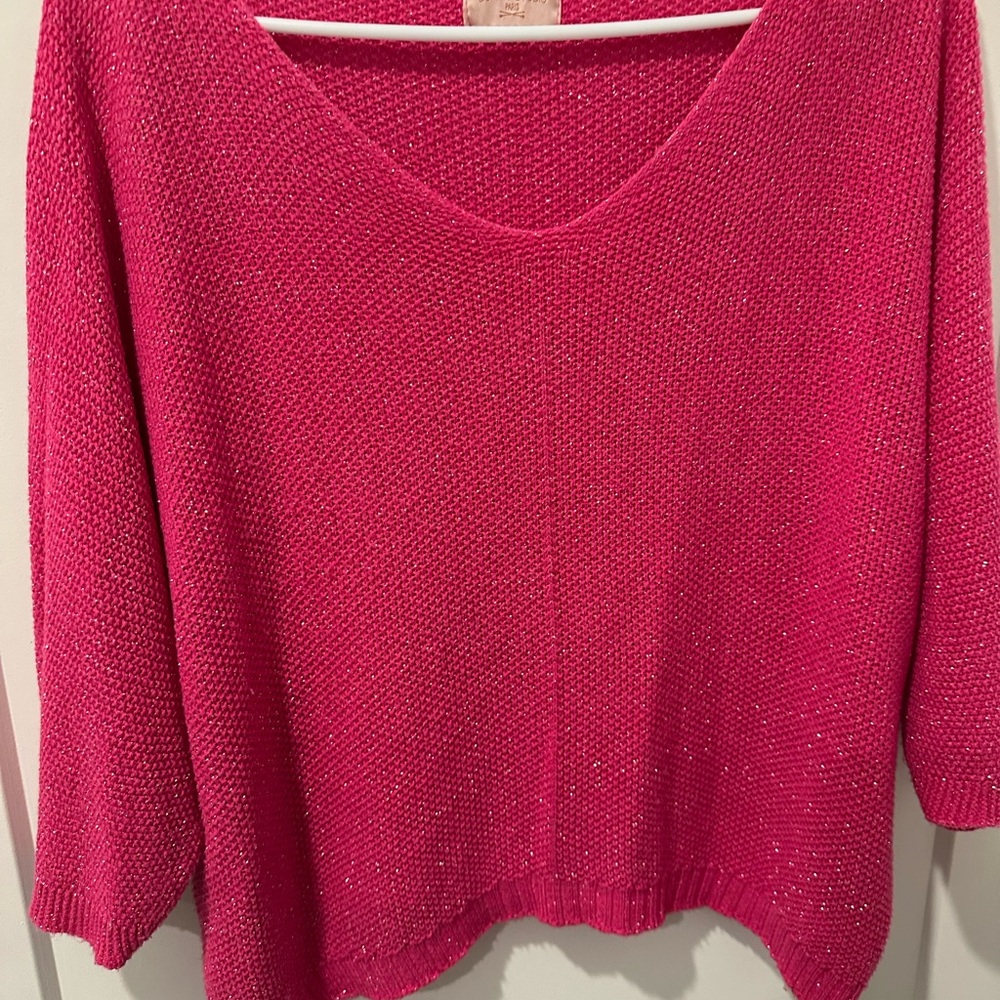 Elegant Fuchsia V-Neck Sweater